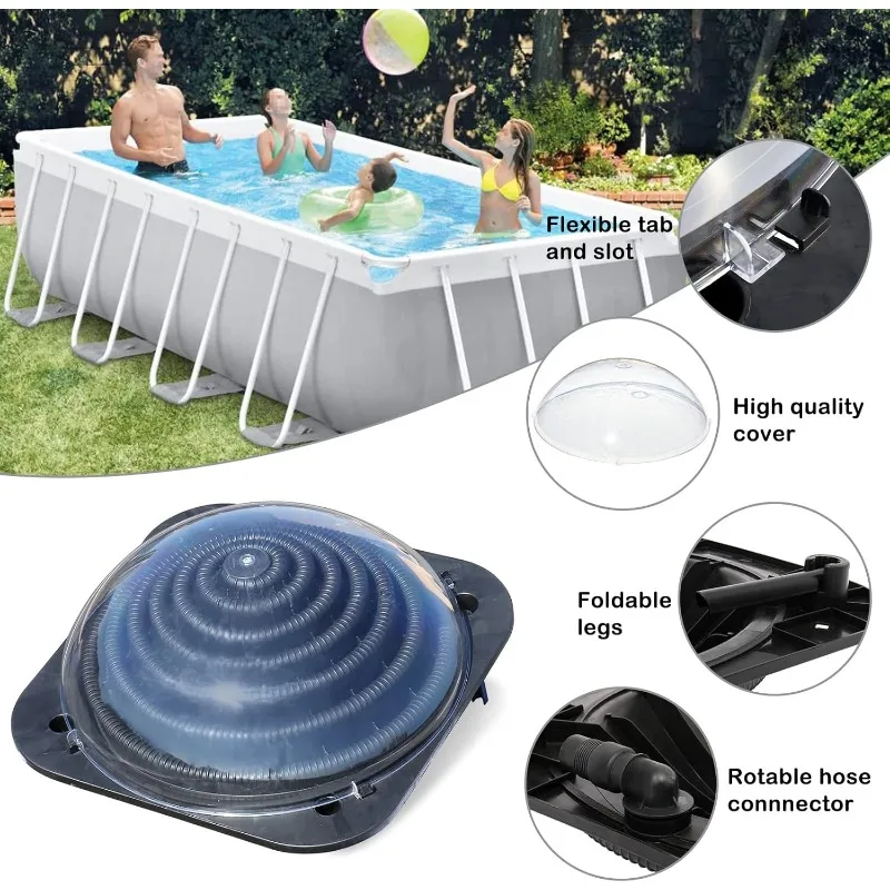 VINGLI Solar Pool Heater Above Ground Domed Solar Powered Swimming Pool Heater Contour Heating Coil (3 Packs)