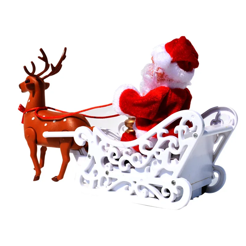 Deer Pulling Cart Music Electric Santa Claus Children's Toys Christmas Gifts Desktop Christmas Decorations Decorations