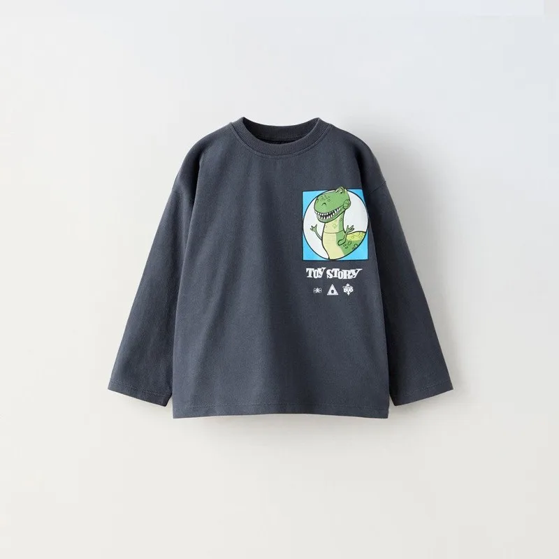 9m-7y Boys Clothes Cartoon Popular Tees Tops Long-sleeved Children Clothing Loose Casual Disney Kids Base Shirt Crewneck Blouse 2