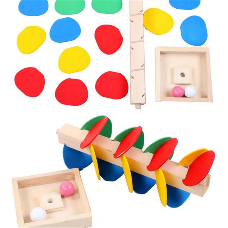 Wooden Tree Marble Ball Run Track Game Montessori Toy Building Blocks