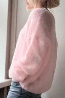 Women'S Soft V Neck Pullover Sweater  Casual Detail Light Pink Loose Fit for Spring Fall Spring - Image 2