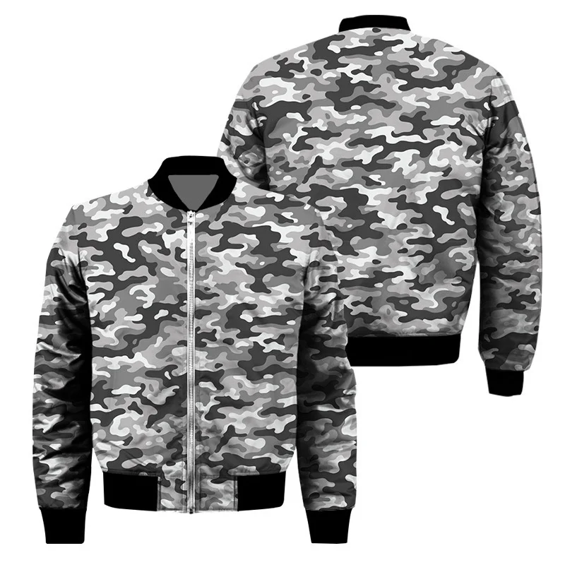 thumbnail image 1 of Chaqueta con cremallera y estampado de camuflaje para hombre, chaqueta clásica con estampado 3D de manga larga, informal, de gran tamaño, para primavera y otoño, 1 of 5