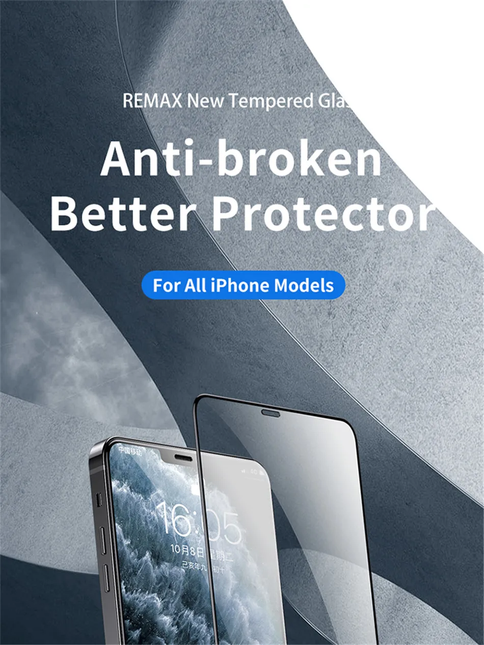 Защитное стекло Remax 9D для iPhone 15/14/13/12/11 с полным покрытием экрана