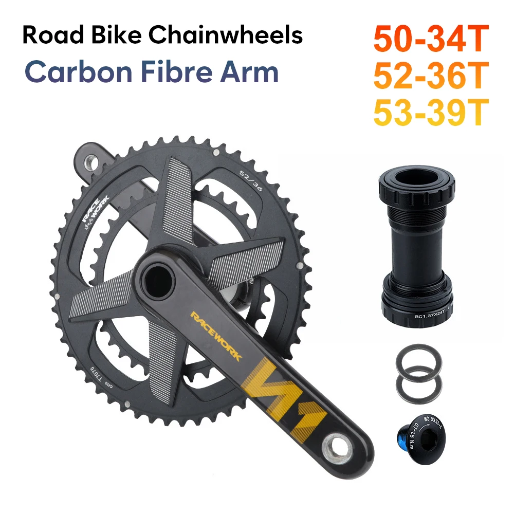 GXP Carbon Fibre Stra e Fahrrad Kurbeln 50 34T 52 36T 53 39T 170mm 10S gxp-carbon-fibre-stra-e-fahrrad-kurbeln-50-34t-52-36t-53-39t-170mm-10s