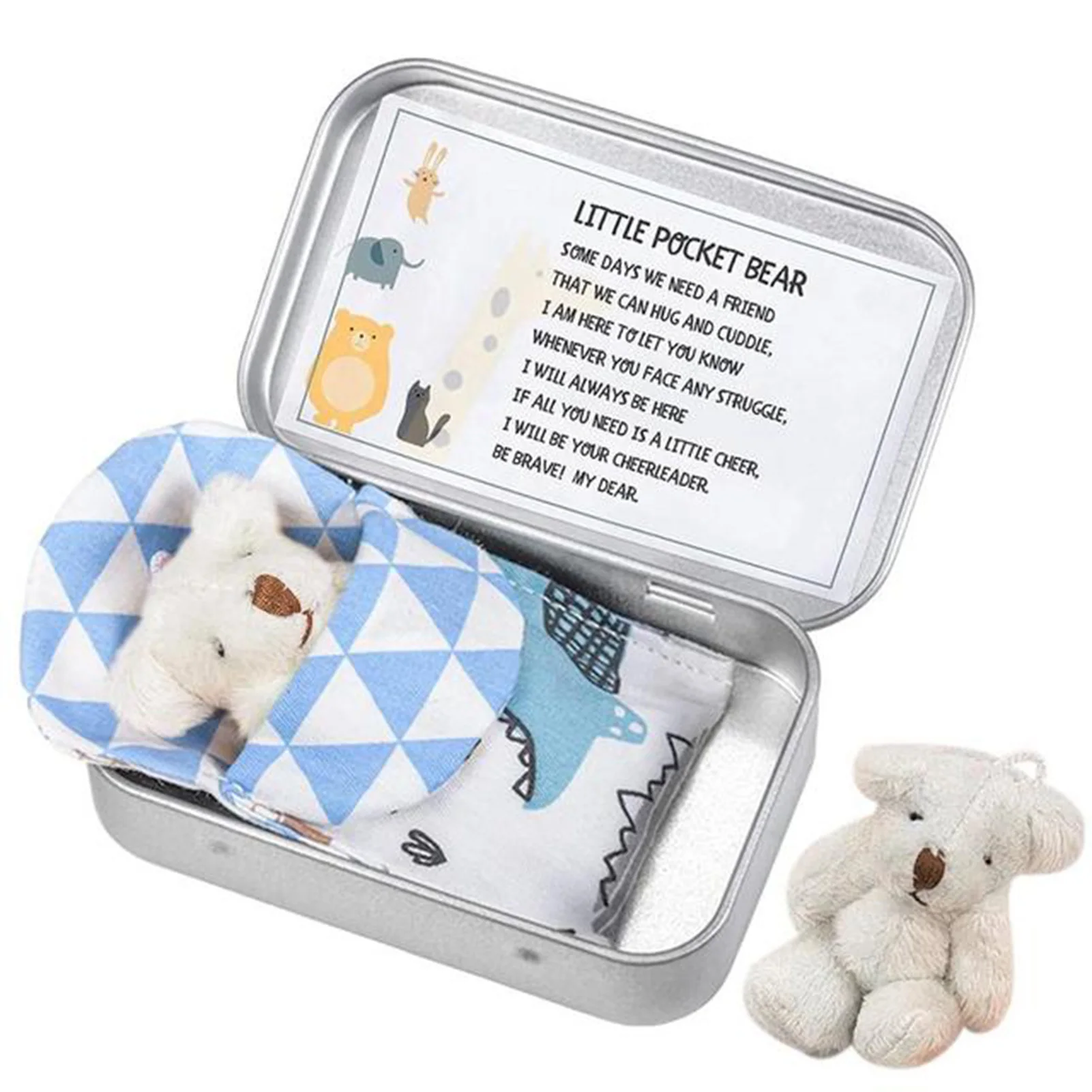 

Mini Cute Bear in a Tin Box Christmas Stocking Filler Gift for Birthday Wedding Decorations