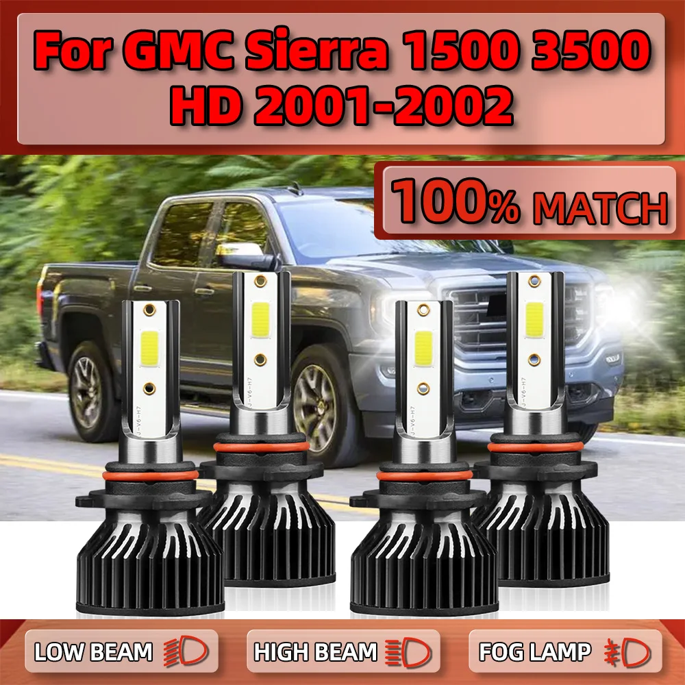 

40000LM Canbus LED Headlights Bulb 240W Car Lights 6000K White Turbo Lamps 12V For GMC Sierra 1500 2500 3500 HD 2001 2002