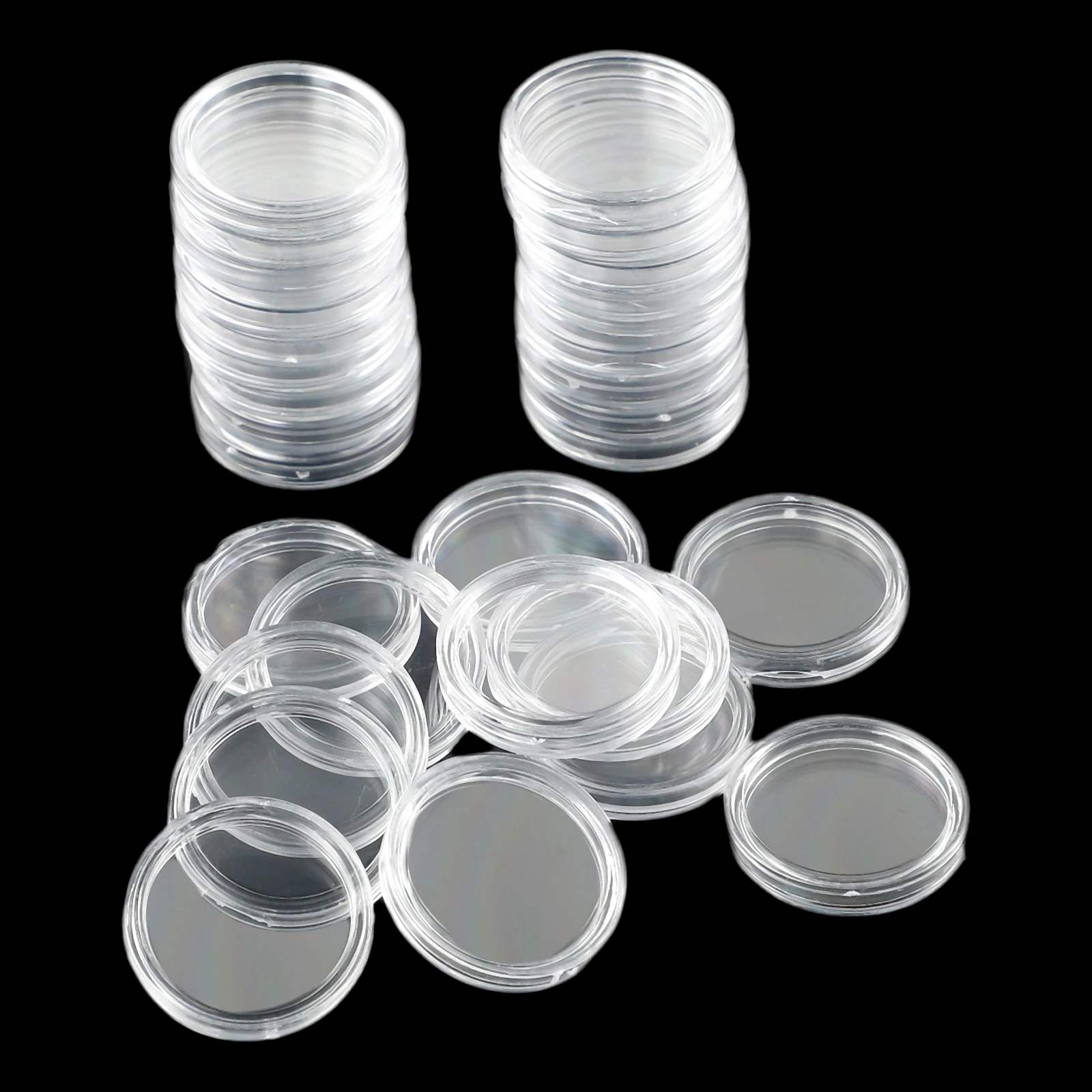 

100Pcs 21mm Coin Holder Capsules Storage Boxes Plastic Clear Round Collection Display Cases Souvenir Coins Protector Container