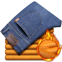WTHINLEE Winter Fleece Thick Warm Men's Jeans Stretch Straight Casual Trousers Classic Denim Plush Pants Male Brand Clothing 1