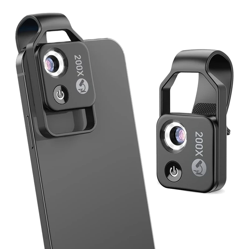 200X Cell Phone Microscope Accessory with Window Microscope, Portable Mini Digital Microscope with LED Light/Universal Clip 2