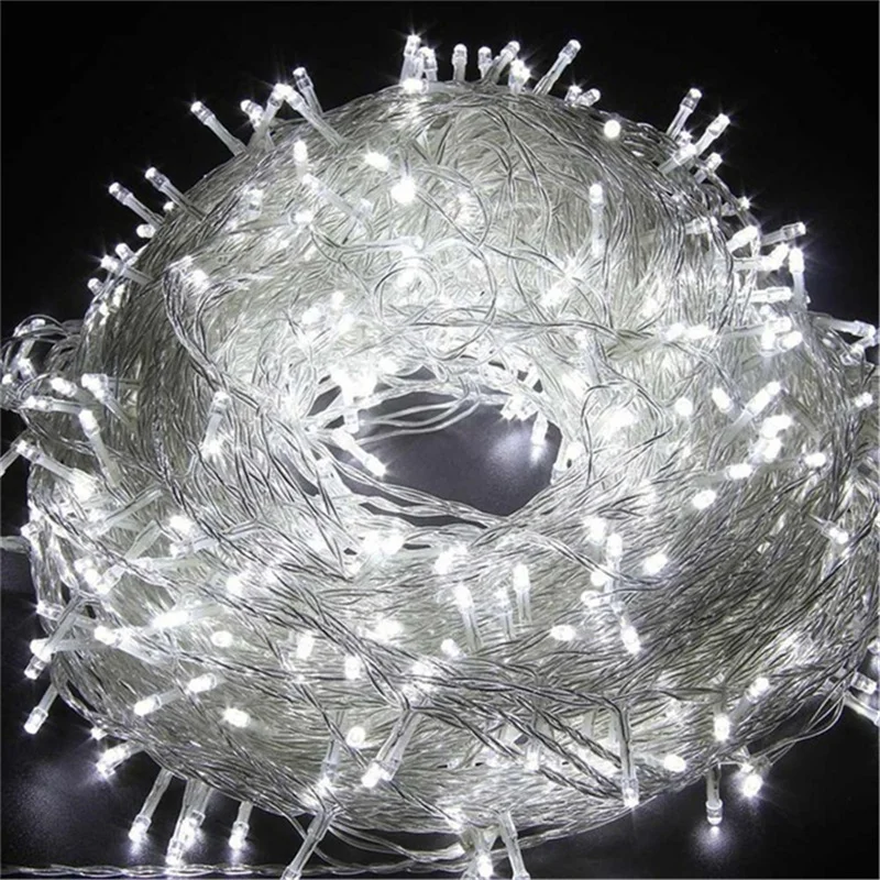 thumbnail image 1 of Guirnalda de luces LED de 100 m y 600 ledes para exteriores, resistente al agua, CA 220 V, para Navidad, bodas, fiestas navideñas, UE, 1 of 5