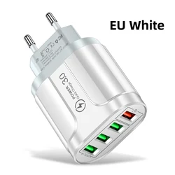 Fast Charge 45W USB Wall Charger with 3 Ports - EU/US Travel Plug Adapter - 4 USB EU White Plug