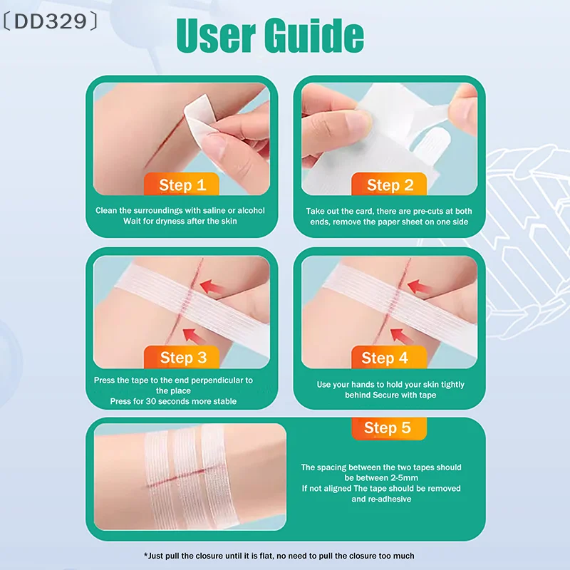 〔DD329〕3/5/6Pcs Wound Closure Tape Adhesive Sterile Medical Bandage Strip Skin Repair First Aid Kit Surgical Breathable Tape
