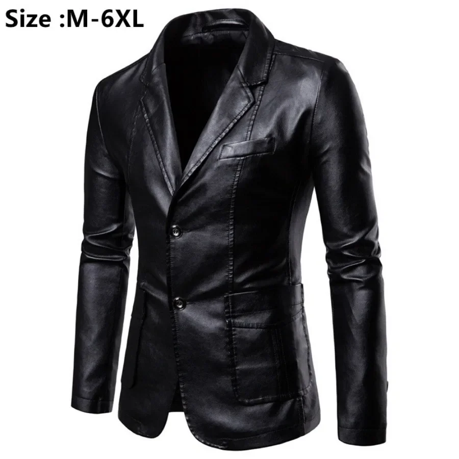 New 2024 Men's Leather Dress Suit Jacket Solid Formal Business Office Blazers Jacket Male PU Leather Blazers Jacket Men Clothing navy blue velvet men suits smoking wedding groom tuxedo shawl lapel tailored male blazers 3piece slim fit jacket pants vest prom