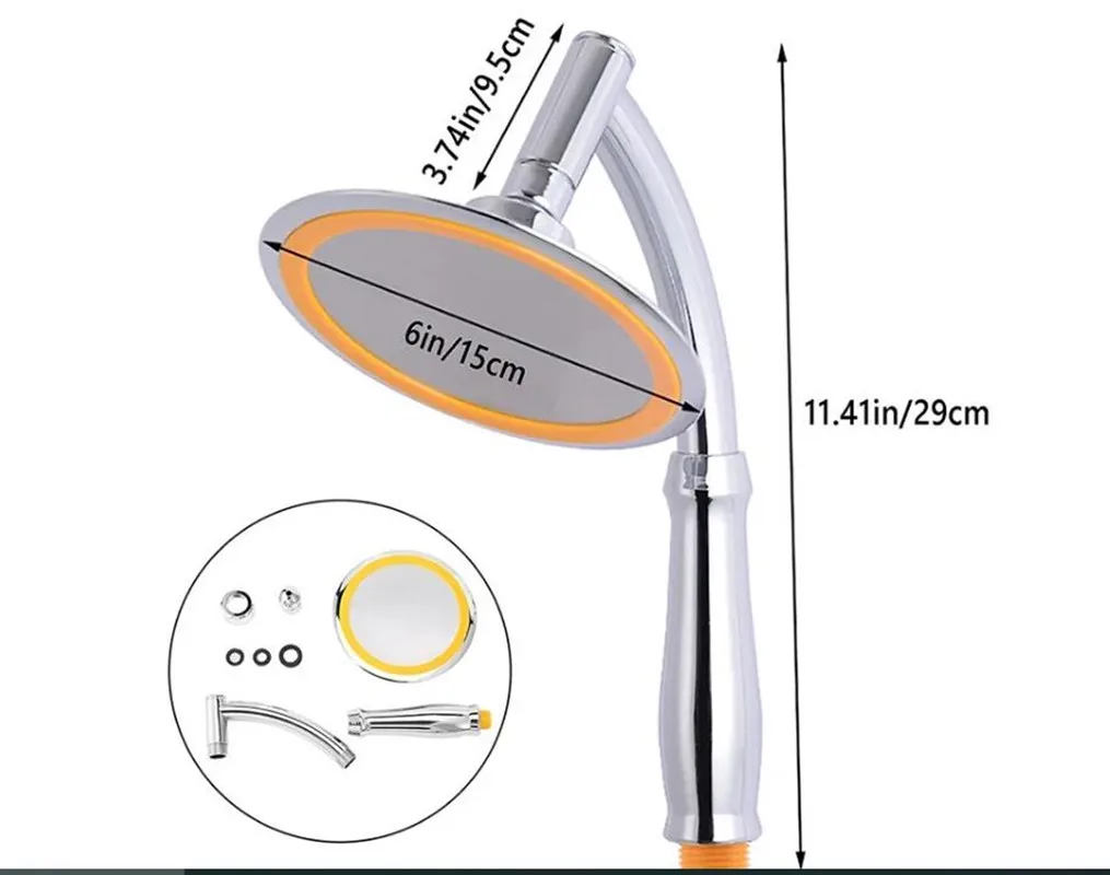 Bathroom 6 Inch High Pressure 360 Degrees Rotation Large Round Big Rainfall Sprayer Bathroom Hand Held Shower Head Accessories 5