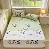 Kawaii Cartoon Panda Fitted Sheet,Bamboo Floral Wild Animals Bed Sheet Set Cotton Bed Cover with Deep Pocket for Child Kids Room 1