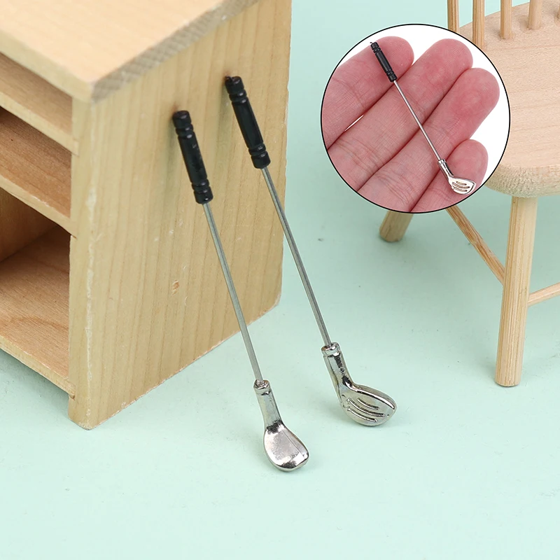 5Pcs/set Mini Golf Clubs Toys Pretend Play Miniature Golf Model With 4 Sticks And 1 Ball 1:12 Scale Dollhouse Golf Toy