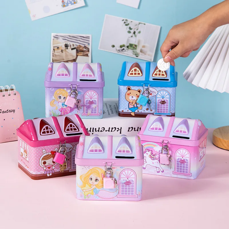 1Pc House Model Piggy Bank Money Collecting Box Unicorn Coin Box Children Room Decor Birthday Gifts