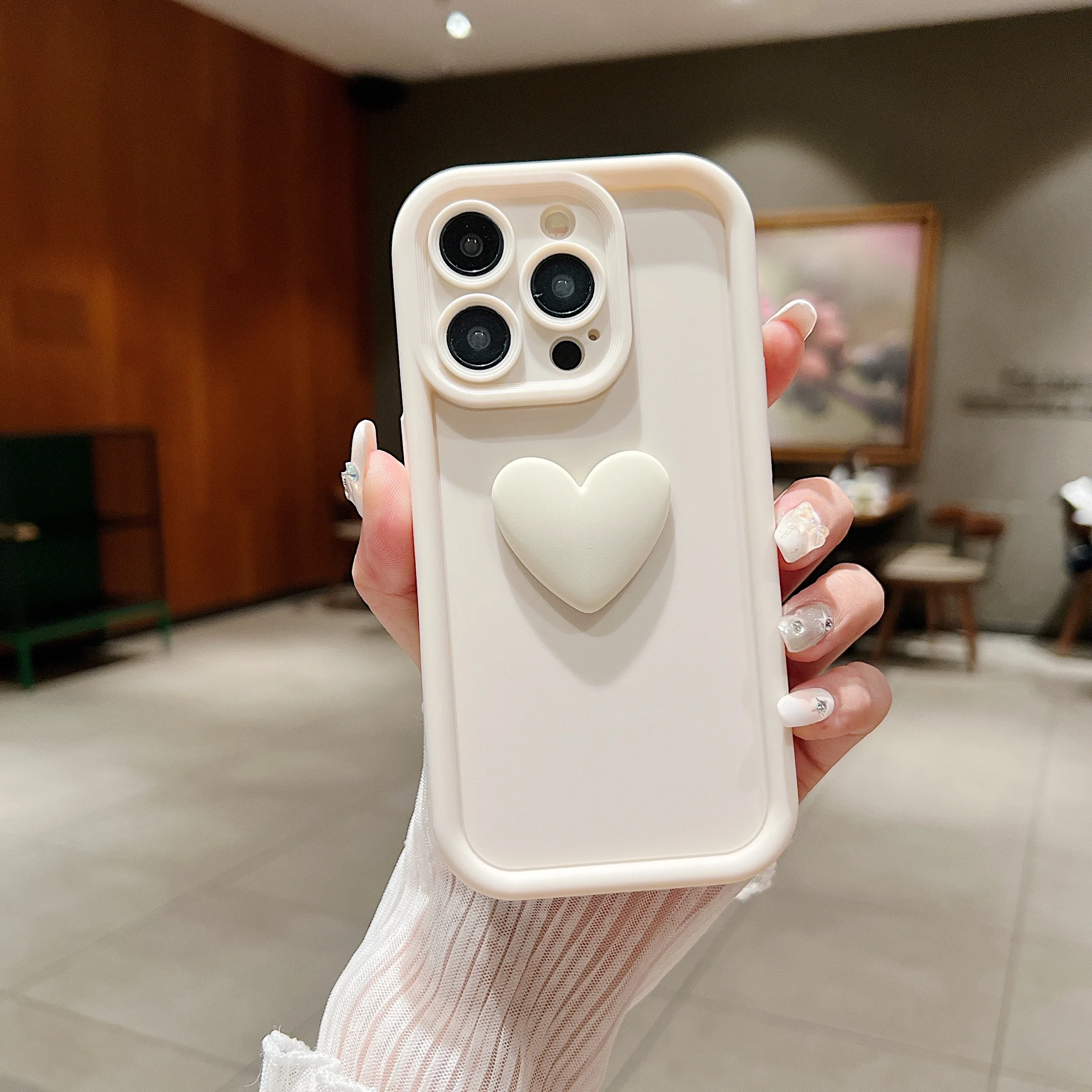 thumbnail image 1 of Lovely 3D Heart Phone Case For iphone 15 14 13 12 11 Pro Max 7 8 Plus X XR XS Max Soft Silicone Shockproof Sweet Back Cover Case, 1 of 5