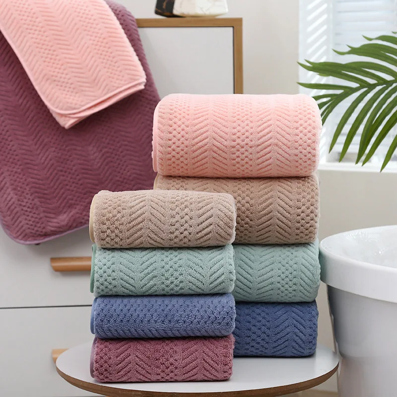 Large coral calf bath towel with trim 2 pieces thick soft beach towel water absorption bath towels