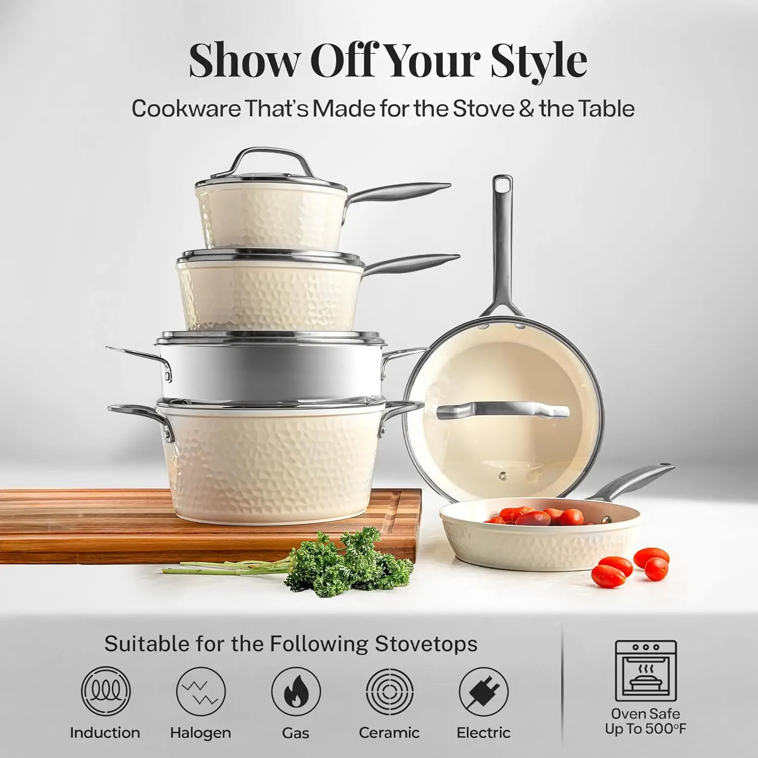 20-Piece Hammered Ceramic Cookware Set 5
