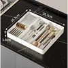 Kitchen Drawer Retractable Storage Box Kitchen Storage Tray Detachable Tray Household Partitioning Organization Box 4