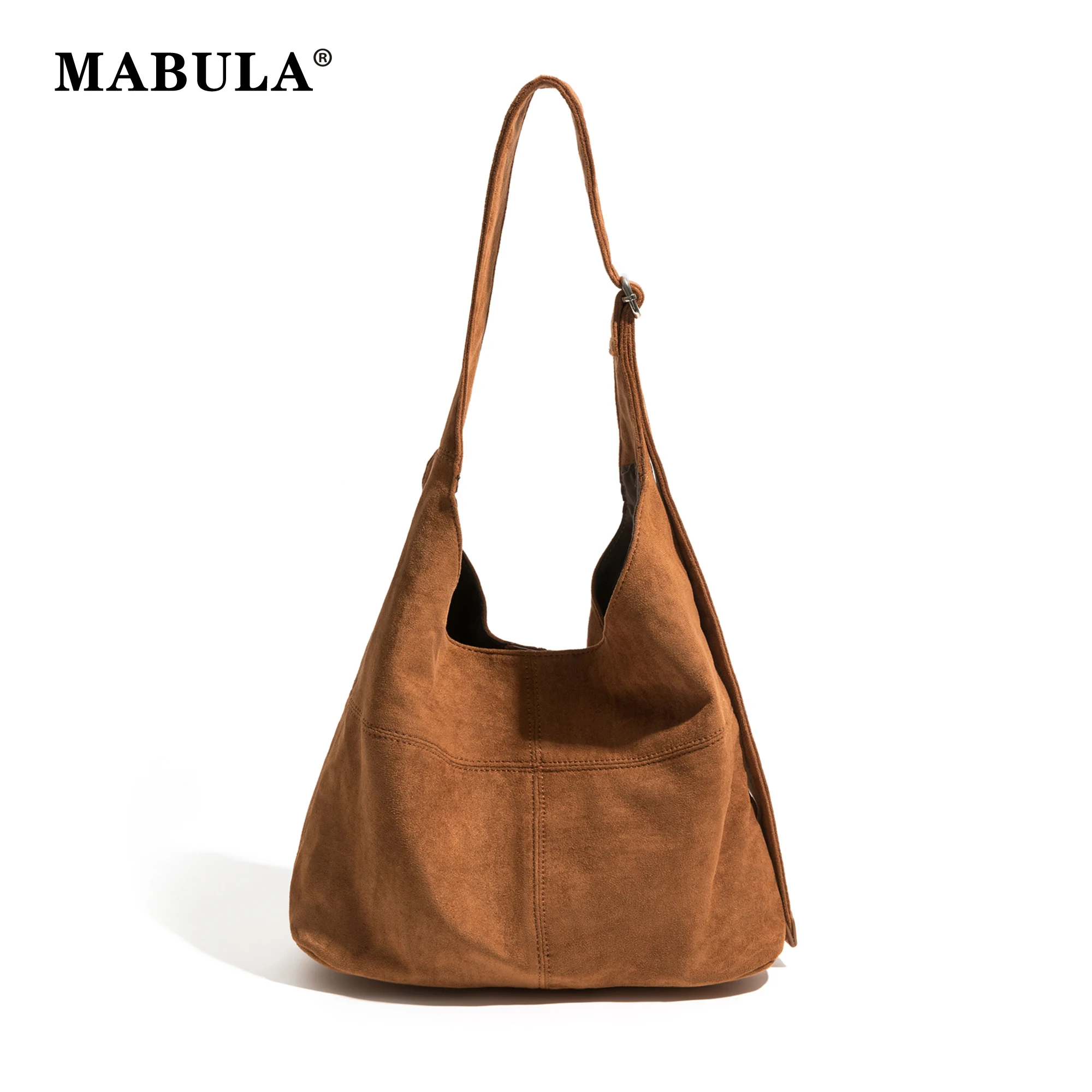 

MABULA Suede Vintage Stylish Woman's Hobo Purse 2 pcs Set Fashion Female Shoulder Bag Luxury Designer Handbag Shopping Phone Bag