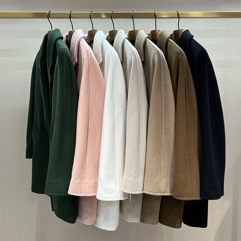 

Короткое кашемировое пальто Max's, двубортное шерстяное пальто с длинным рукавом, силуэт