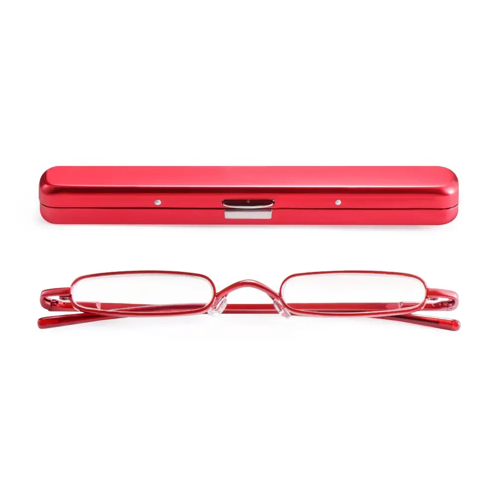Elegante Lesebrille Metall Rahmen Ultra-dünne Männer Frauen Lesebrille Tragbare Mini Lesen Presbyopie Brillen mit Box – Detail 4