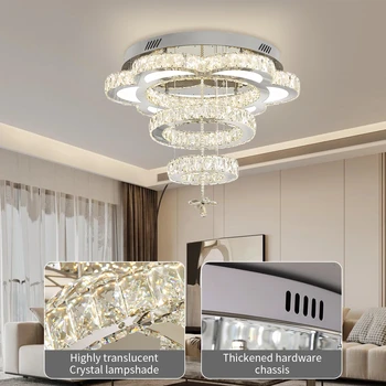 Advanced Flower Shaped Crystal Ceiling Pendant Lamp LED Stepless Dimming with Remote Control Luxury Home Decorative Lights 2