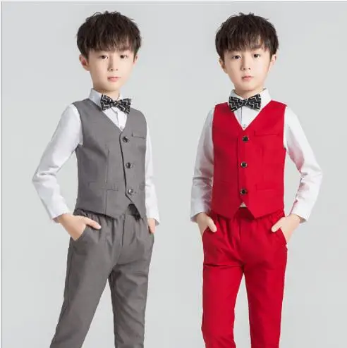 Suit for Boy red gray Suit for Wedding Terno Infantil Costume Enfant Garcon Mariage Disfraz Infantil Boys Blazers Ki