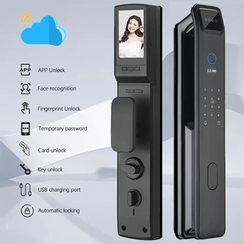 Fully Automatic WIFI APP 3D Face Recognition Smart Lock Fingerprint Biometric Card Key Digital Lock Home Smart Lock 1