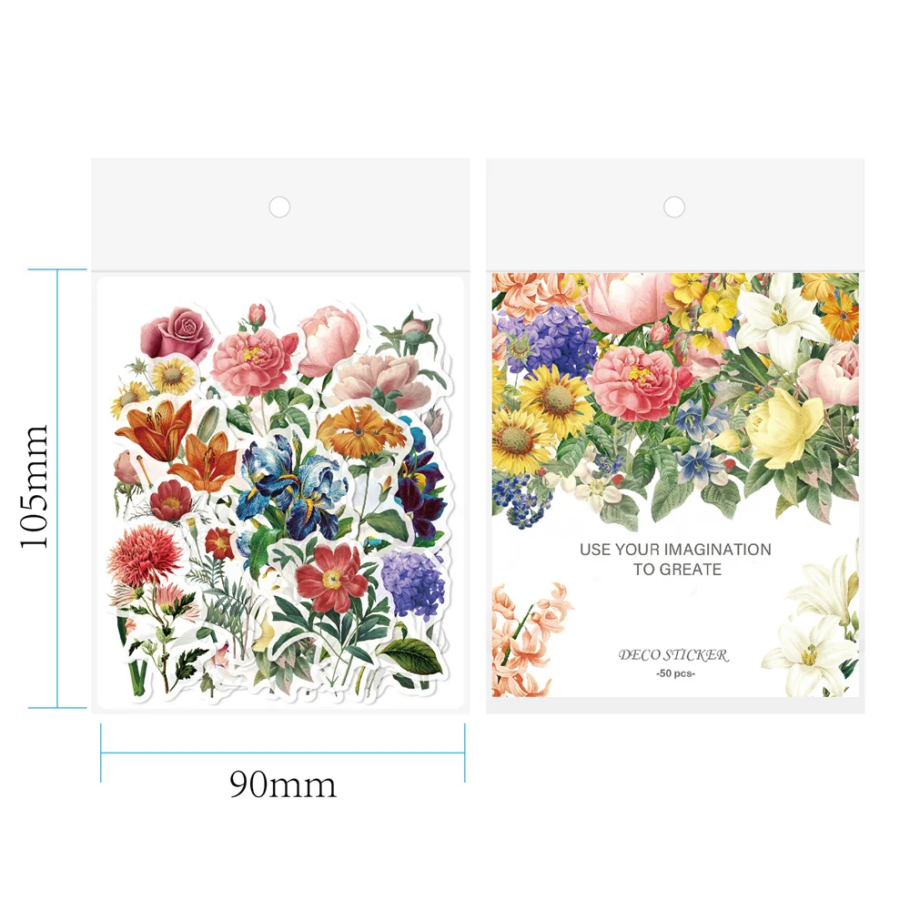 

53pcs Flowers Scrapbook Stickers For Notebooks Stationery Kscraft Aesthetic Sticker Pack Craft Supplies Scrapbooking Material