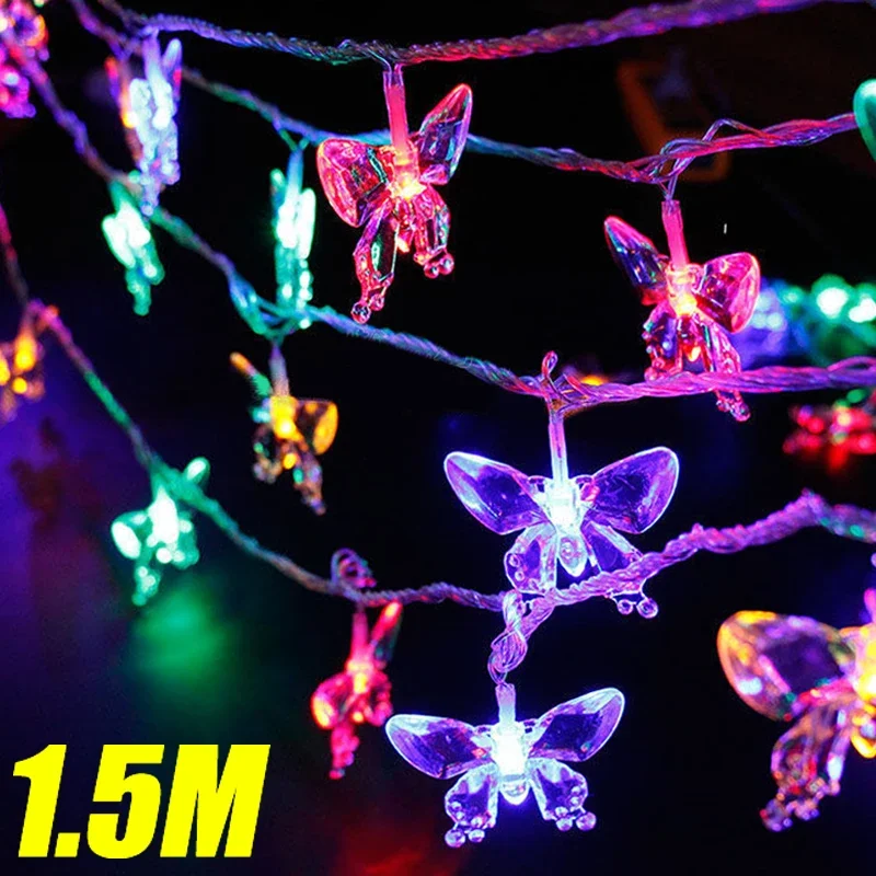 

1.5M 10LED Butterfly String Lights LED Curtain Garland Lamp Battery Operated Outdoor Waterproof Light Holiday Wedding Decoration
