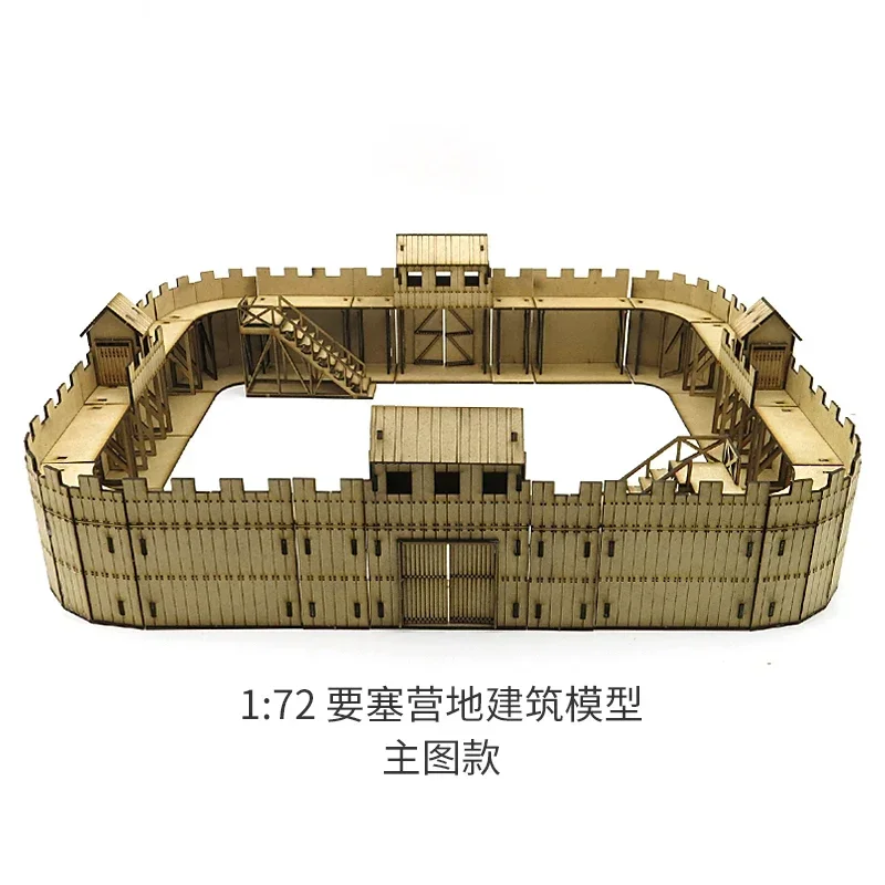 1:72 Fortress Camp Building Hilltop Village Scene Wooden Assembled Model Ornaments Handmade Gifts 6