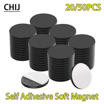 20/50PCS Magnetic Sheets Round Self Adhesive Magnet Office Refrigerator Flexible Magnetic Sticky Stickers For Home Hot Sale