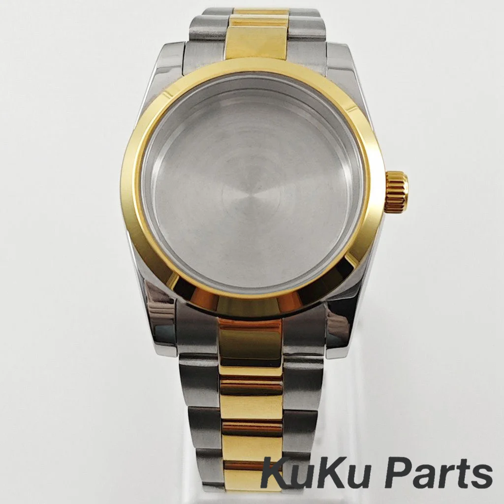 Silver Gold Sapphire Crystal Watch Case with Oyster Bracelet, 36MM/40MM