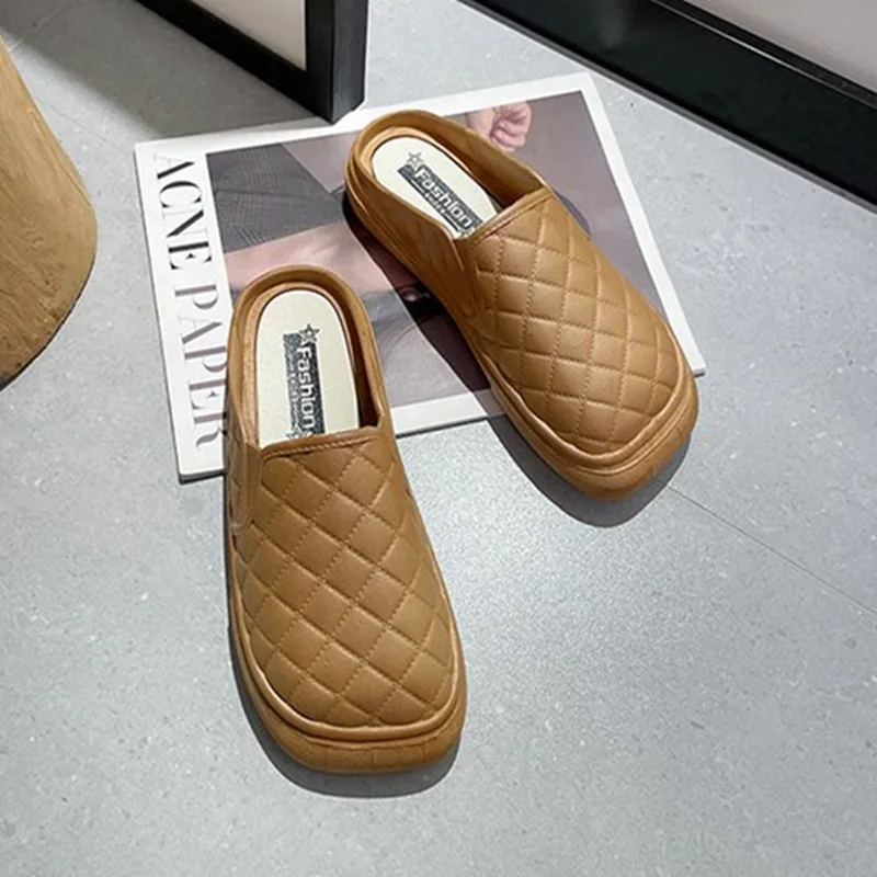 

New Roman Women's Summer Retro Women Solid Color Thick-soled Casual Shoes Sandals Baotou Beach Slipper Light Soft Plus Size 41