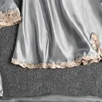 5 pièces/ensemble femmes Sexy pyjamas ensemble soyeux Satin dentelle chemise de nuit ample à lacets taille Homewear ensemble vêtements de nuit costume 5