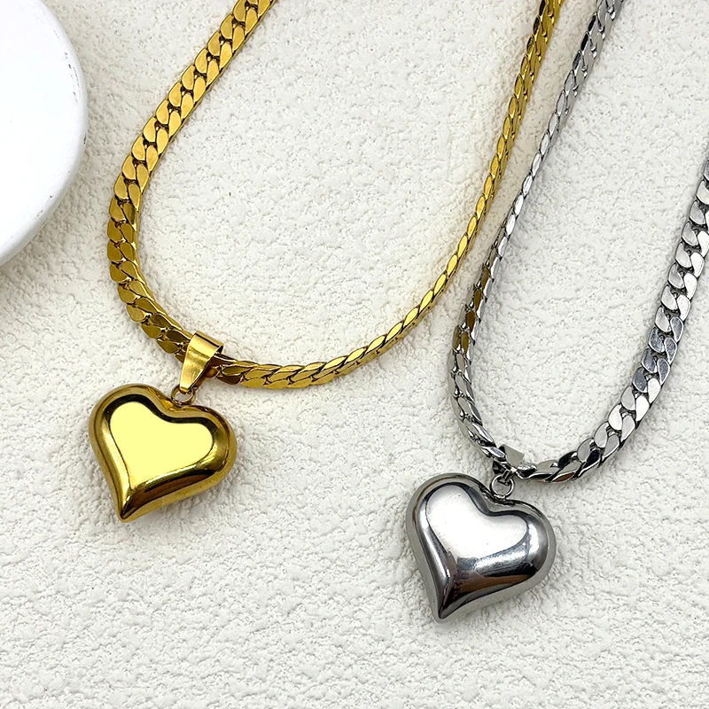 Einfache Mode Herz Anhänger Halskette Silber Farbe Frauen Weibliche Halsband Liebe Valentinstag Geschenk Schmuck Cadenas Para Mujer