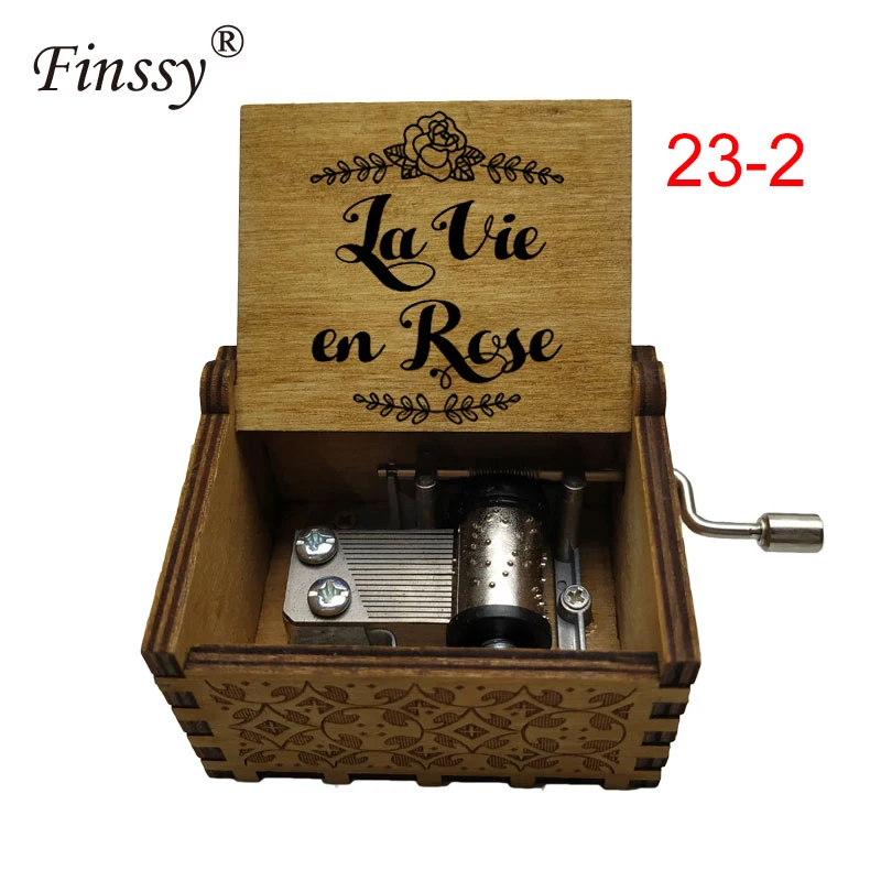 Hand Edith Piaf print France La Vie En Rose Wooden Music Box Musical Theme Song Caixa De Musica Party Casket large stock
