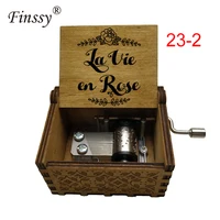 Hand  Edith Piaf print France La Vie En Rose Wooden Music Box Musical Theme Song Caixa De Musica Party Casket large stock 2