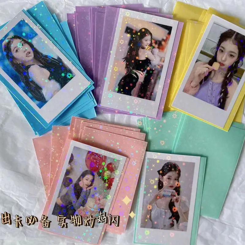 

50pcs Korean Kpop Card Sleeves Glittery Star Kpop Toploader Card Photocard Sleeves Idol Photo Cards Protective Storage Bag