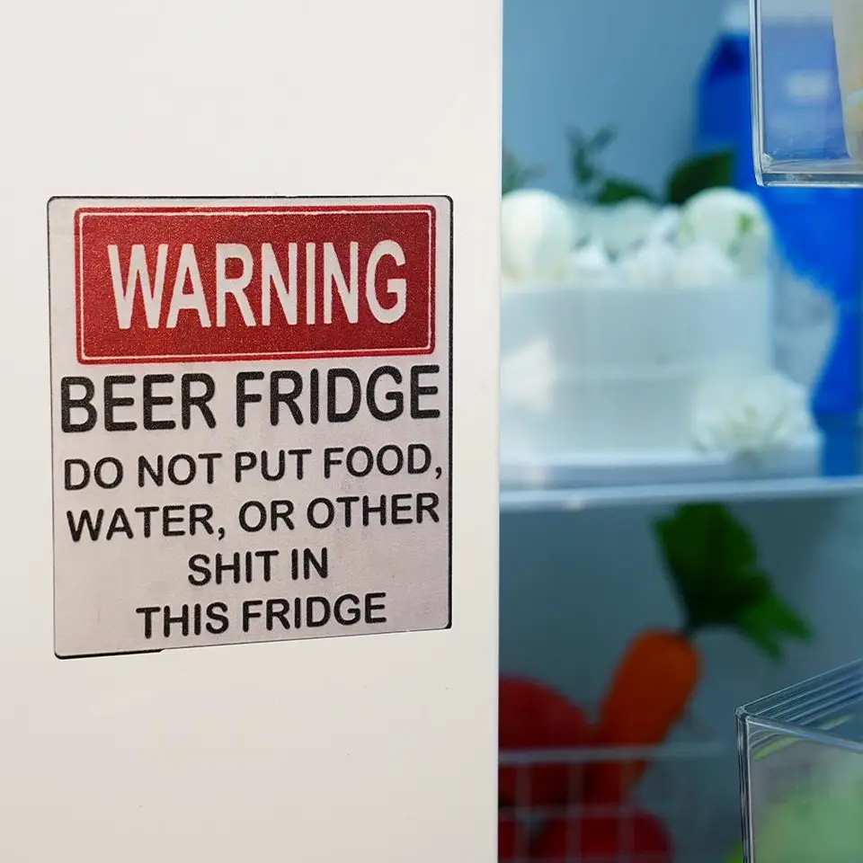Beer Stickers Hilarious Beer Fridge Warning Sign Funny Beer Fridge ...