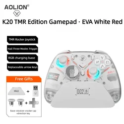 Aolion K10 RGB Wireless Gaming Controller with Charging Dock and Hall Effect Joystick Trigger (K20 TMR White)