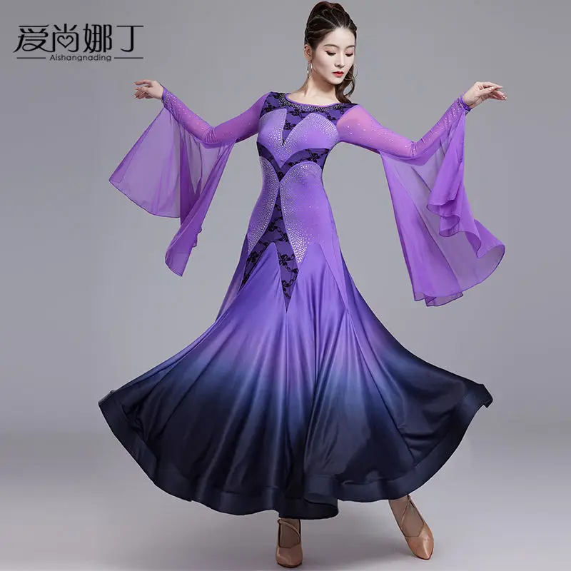 New National Standard Waltz Friendship Dance Modern Dance Skirt Professional Competition Performance Dress Big Swing Dress