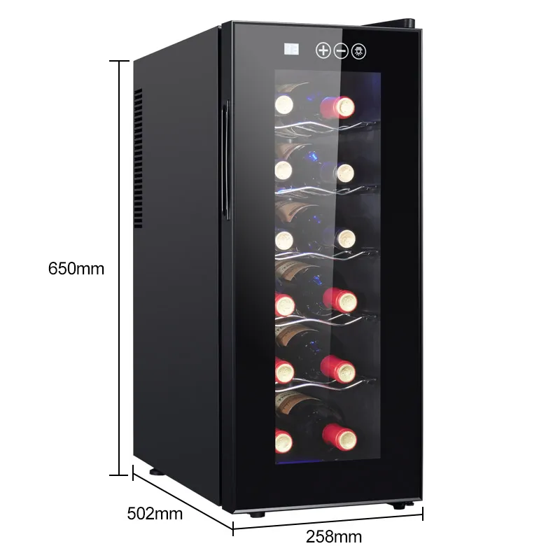 12 Bottles Wine Cooler Freestanding Wine Refrigerator With Digital Touchscreen And LED Temperature Display