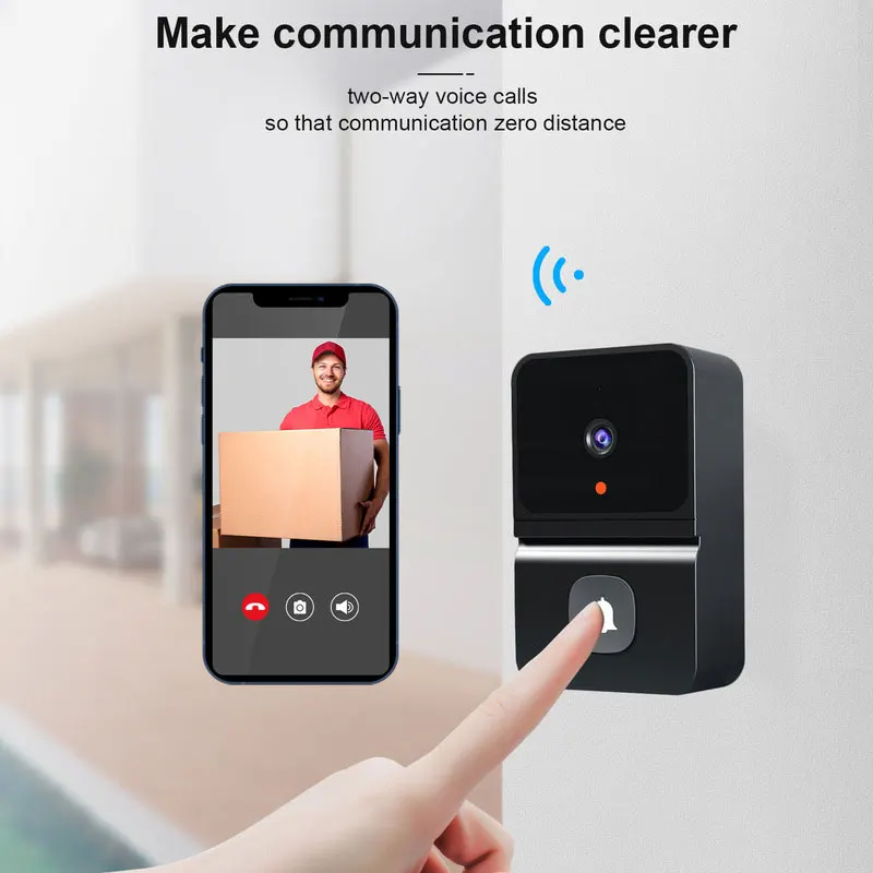 

Smart Wireless Doorbell Wifi Outdoor HD 3in1 Security Infrared Camera Cats Eye Waterproof Motion Detection Video Walkie-talkie