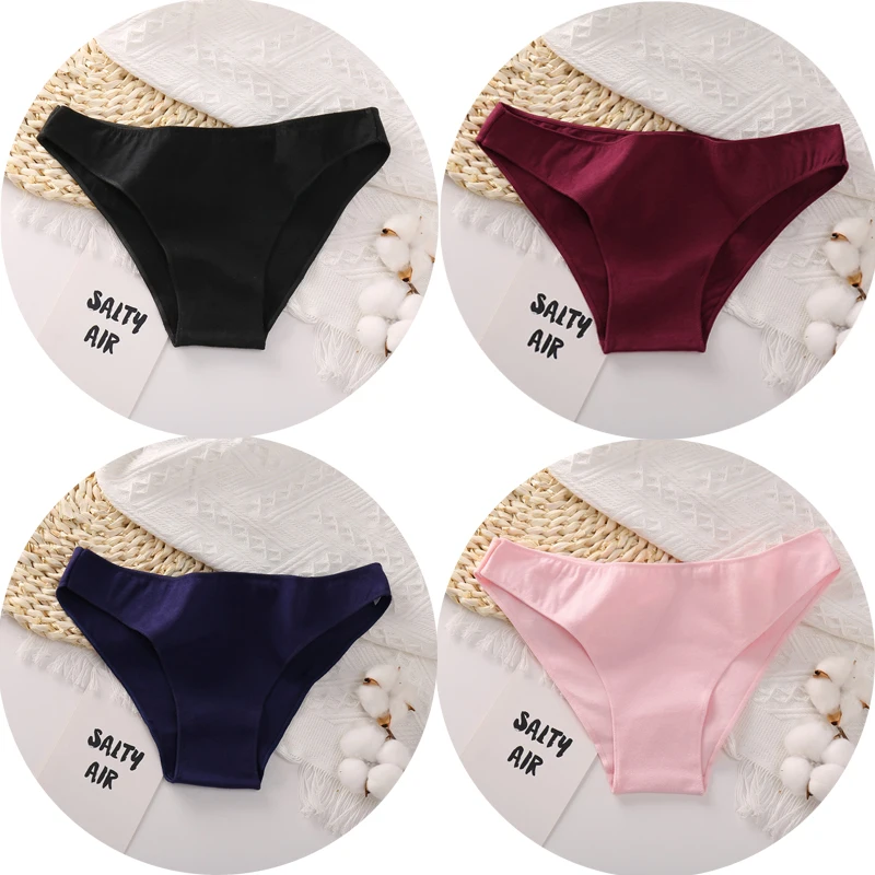 cotton panties for women FINETOO 4Pcs/Set Cotton Panties Low Rise Briefs Women M-XL Underwear Ladies Sexy Underpants Female Plus Size Intimates Lingerie high waisted cheeky panties Panties