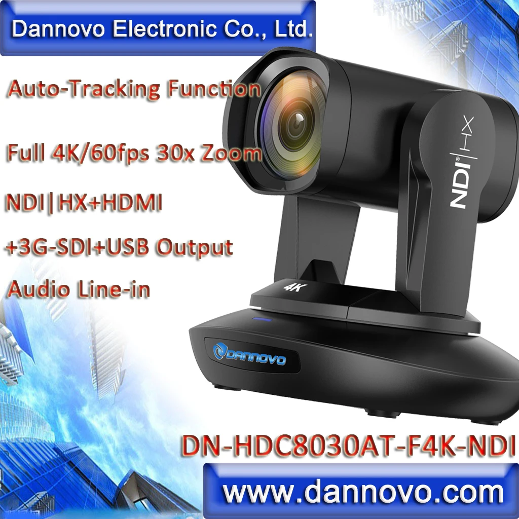 

DANNOVO Auto Tracking NDIHX 4K60fps 30x Optical Zoom Live Broadcasting Camera, Audio in Video Conference(DN-HDC8030AT-F4K-NDI)