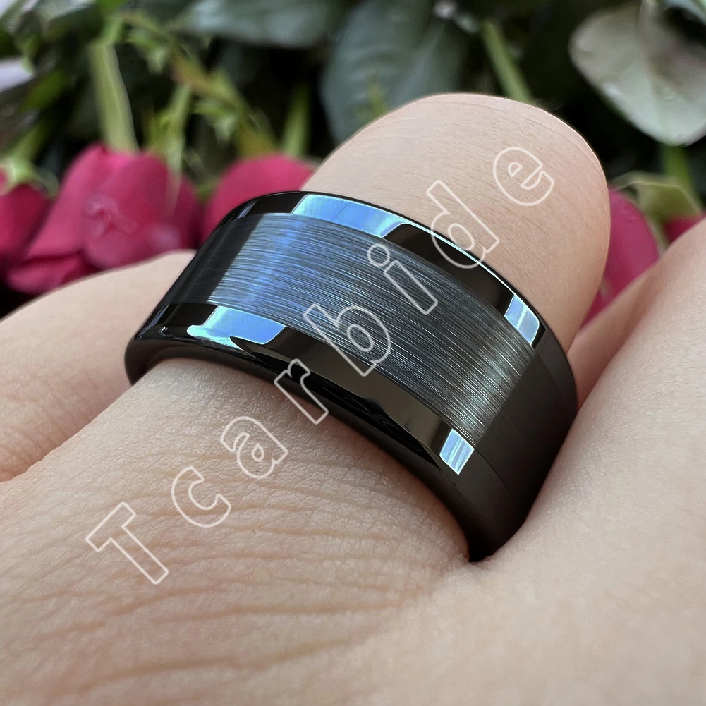 10mm, 12mm, tungstênio, noivado, casamento banda, polido,